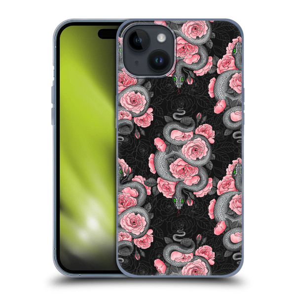 Katerina Kirilova Graphics Snakes And Roses Soft Gel Case for Apple iPhone 15 Plus