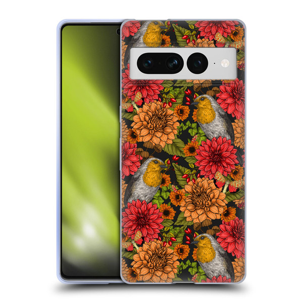 Katerina Kirilova Graphics Robins And Dahlias Soft Gel Case for Google Pixel 7 Pro