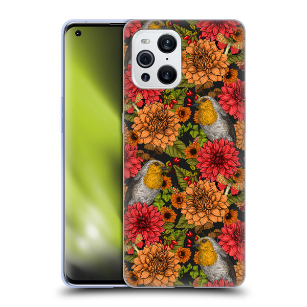 Katerina Kirilova Graphics Robins And Dahlias Soft Gel Case for OPPO Find X3 / Pro