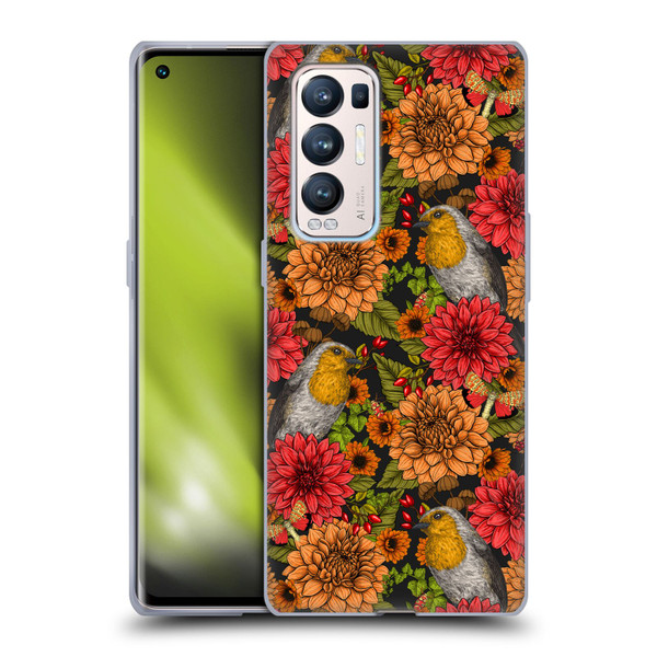 Katerina Kirilova Graphics Robins And Dahlias Soft Gel Case for OPPO Find X3 Neo / Reno5 Pro+ 5G