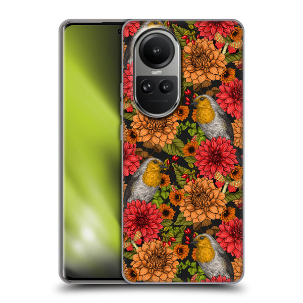 Katerina Kirilova Graphics Robins And Dahlias Soft Gel Case for OPPO Reno10 5G / Reno10 Pro 5G