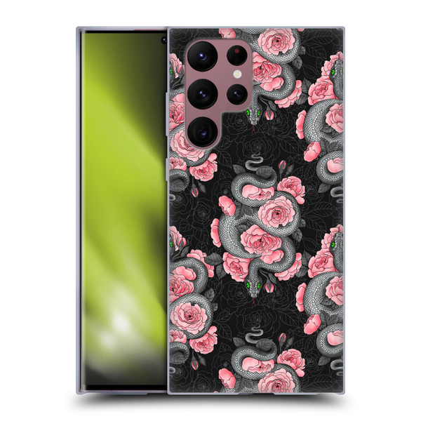 Katerina Kirilova Graphics Snakes And Roses Soft Gel Case for Samsung Galaxy S22 Ultra 5G