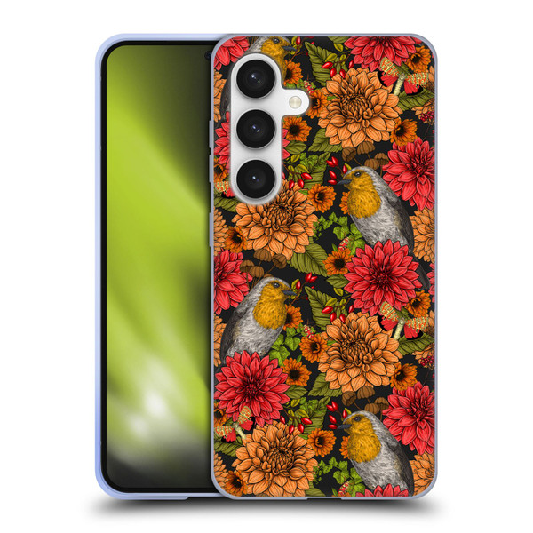 Katerina Kirilova Graphics Robins And Dahlias Soft Gel Case for Samsung Galaxy S24 5G