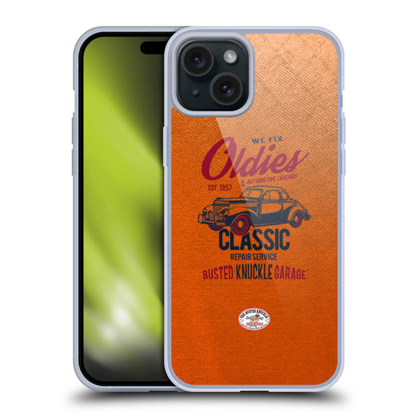 Busted Knuckle Garage Graphics Classic Soft Gel Case for Apple iPhone 15 Plus