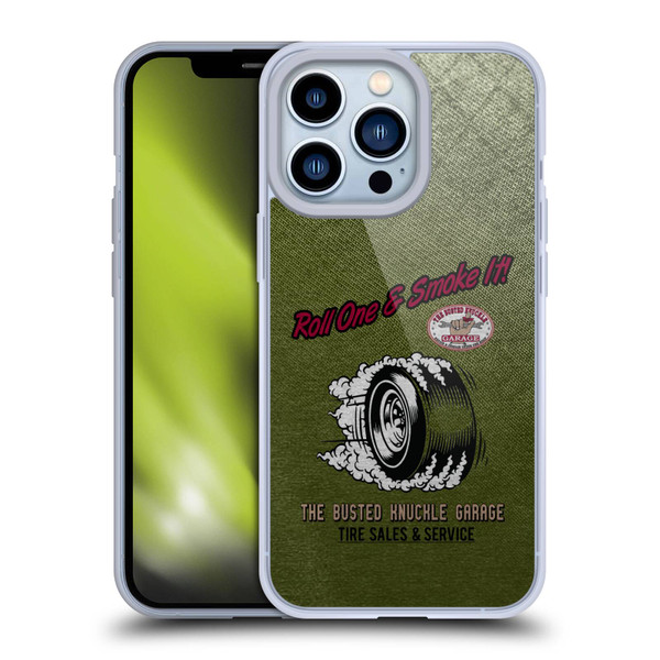Busted Knuckle Garage Graphics Tire Soft Gel Case for Apple iPhone 13 Pro