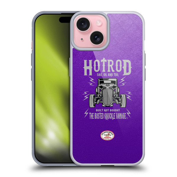 Busted Knuckle Garage Graphics Hot Rod Soft Gel Case for Apple iPhone 15