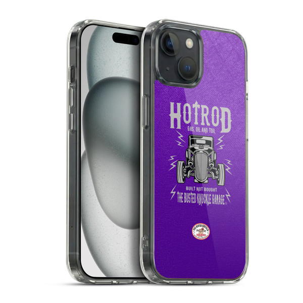 Busted Knuckle Garage Graphics Hot Rod Soft Gel Case for Apple iPhone 15 Plus & MagSafe