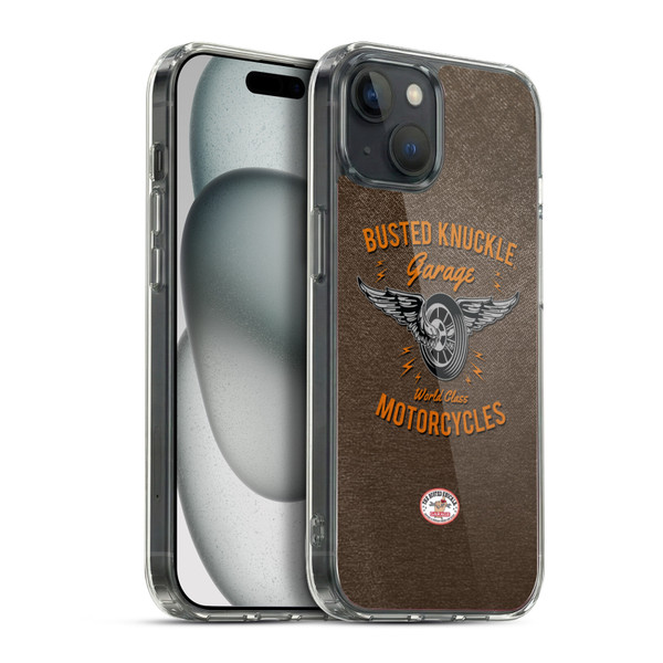 Busted Knuckle Garage Graphics Motorcycles Soft Gel Case for Apple iPhone 15 Plus & MagSafe