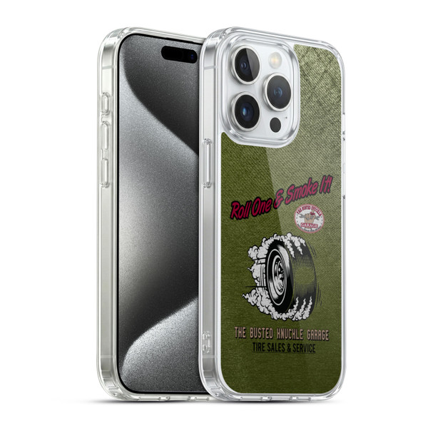 Busted Knuckle Garage Graphics Tire Soft Gel Case for Apple iPhone 15 Pro & MagSafe