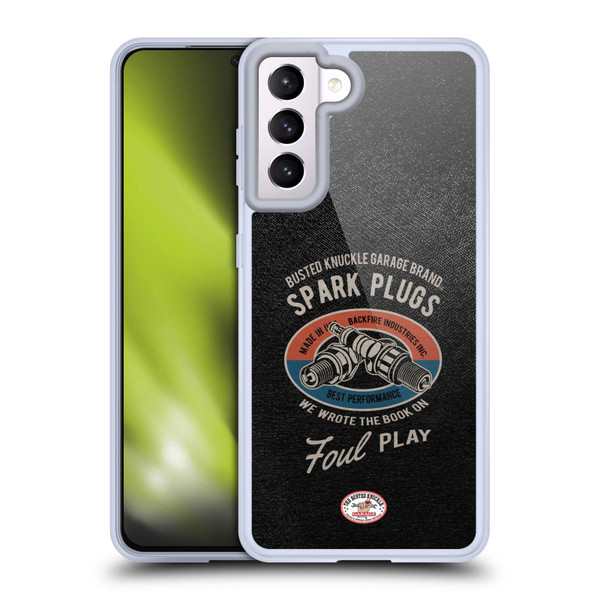 Busted Knuckle Garage Graphics Spark Plugs Soft Gel Case for Samsung Galaxy S21 5G