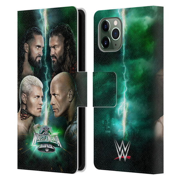 WWE Wrestlemania 40 Key Art Poster Leather Book Wallet Case Cover For Apple iPhone 11 Pro
