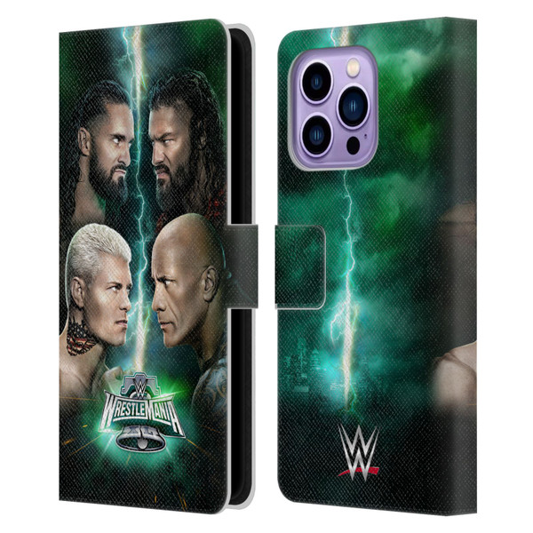 WWE Wrestlemania 40 Key Art Poster Leather Book Wallet Case Cover For Apple iPhone 14 Pro Max