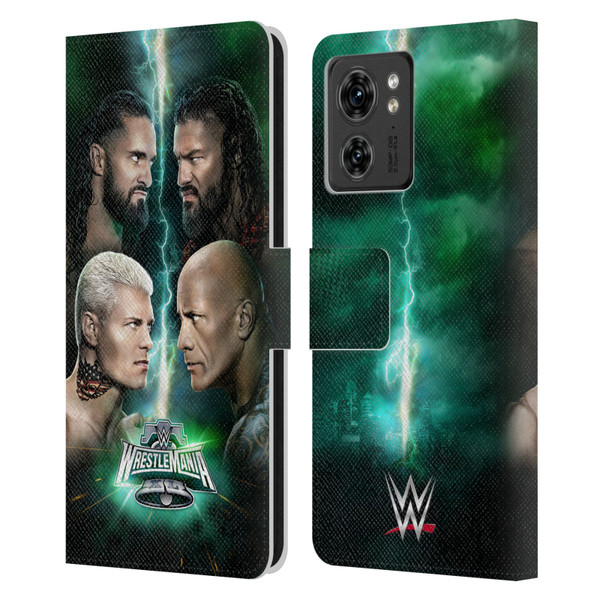 WWE Wrestlemania 40 Key Art Poster Leather Book Wallet Case Cover For Motorola Moto Edge 40/Edge (2023)