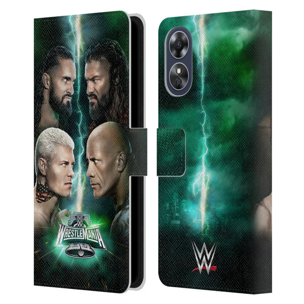 WWE Wrestlemania 40 Key Art Poster Leather Book Wallet Case Cover For OPPO A17