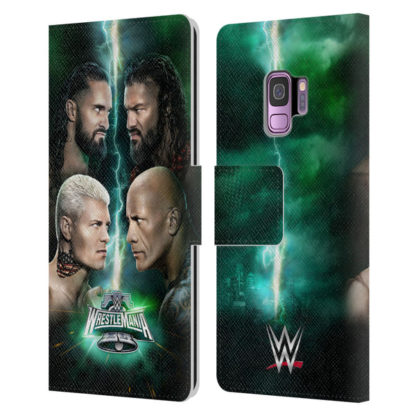 WWE Wrestlemania 40 Key Art Poster Leather Book Wallet Case Cover For Samsung Galaxy S9
