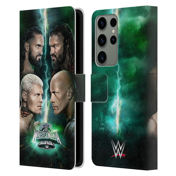 WWE Wrestlemania 40 Key Art Poster Leather Book Wallet Case Cover For Samsung Galaxy S23 Ultra 5G