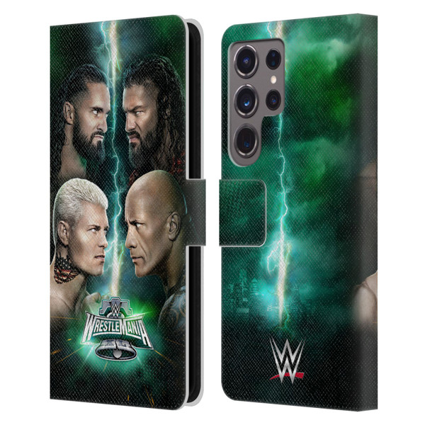 WWE Wrestlemania 40 Key Art Poster Leather Book Wallet Case Cover For Samsung Galaxy S24 Ultra 5G