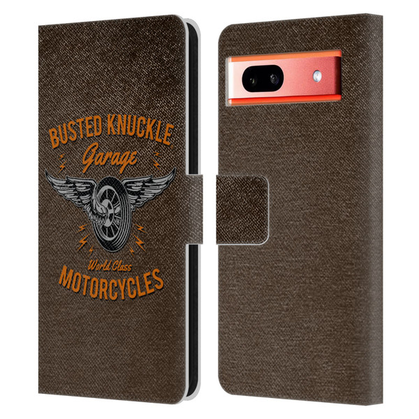 Busted Knuckle Garage Graphics Motorcycles Leather Book Wallet Case Cover For Google Pixel 7a