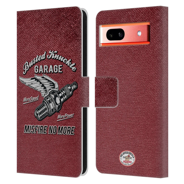 Busted Knuckle Garage Graphics Misfire Leather Book Wallet Case Cover For Google Pixel 7a