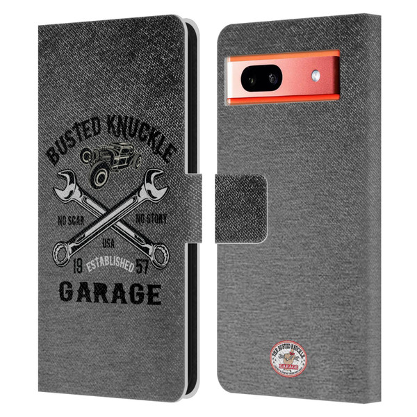 Busted Knuckle Garage Graphics No Scar Leather Book Wallet Case Cover For Google Pixel 7a