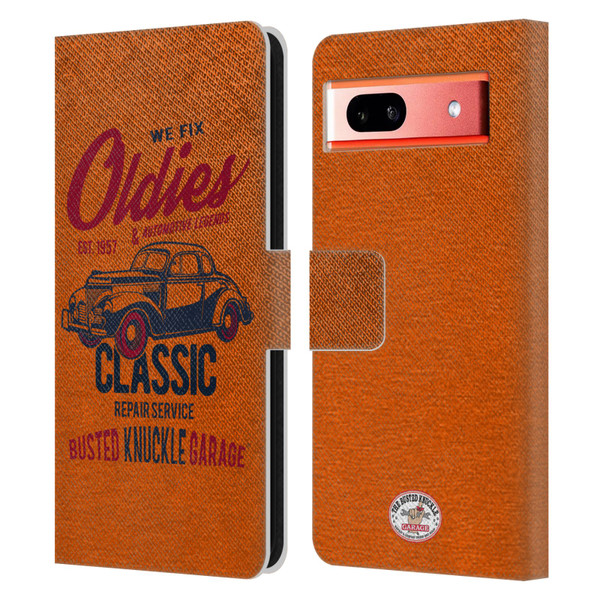 Busted Knuckle Garage Graphics Classic Leather Book Wallet Case Cover For Google Pixel 7a