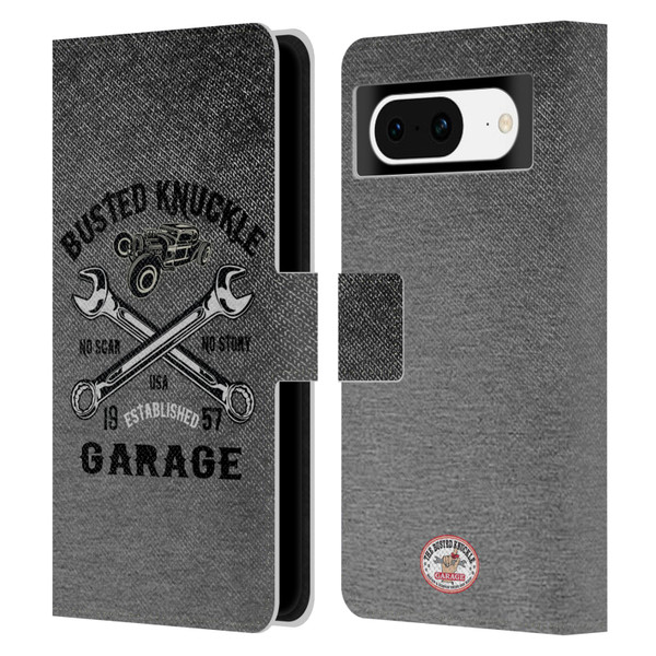 Busted Knuckle Garage Graphics No Scar Leather Book Wallet Case Cover For Google Pixel 8