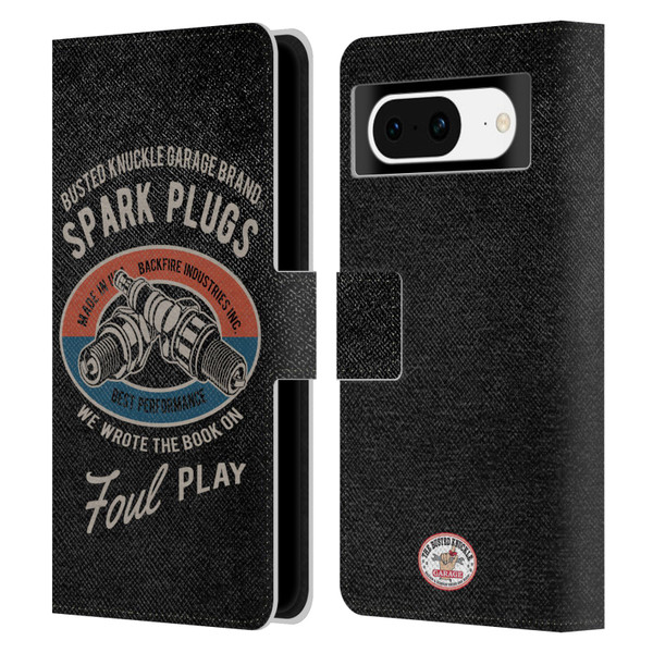 Busted Knuckle Garage Graphics Spark Plugs Leather Book Wallet Case Cover For Google Pixel 8