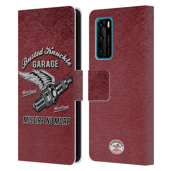 Busted Knuckle Garage Graphics Misfire Leather Book Wallet Case Cover For Huawei P40 5G