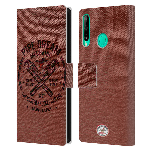 Busted Knuckle Garage Graphics Pipe Dream Leather Book Wallet Case Cover For Huawei P40 lite E