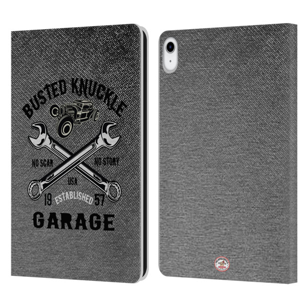 Busted Knuckle Garage Graphics No Scar Leather Book Wallet Case Cover For Apple iPad 10.9 (2022)