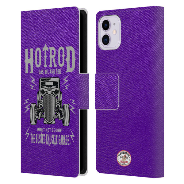 Busted Knuckle Garage Graphics Hot Rod Leather Book Wallet Case Cover For Apple iPhone 11