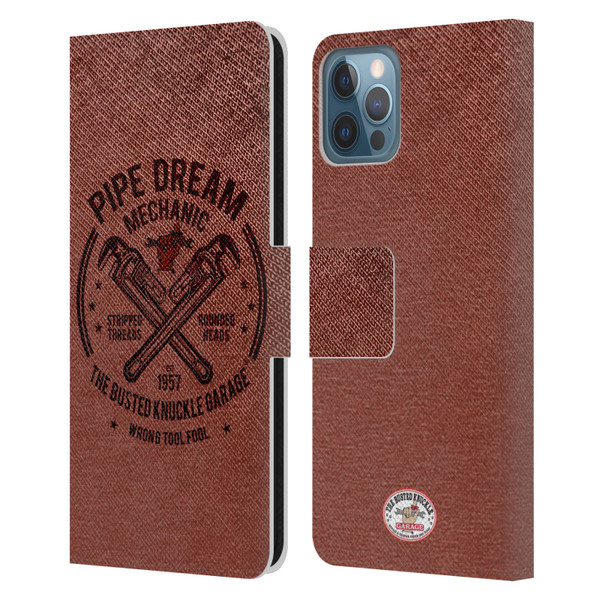 Busted Knuckle Garage Graphics Pipe Dream Leather Book Wallet Case Cover For Apple iPhone 12 / iPhone 12 Pro