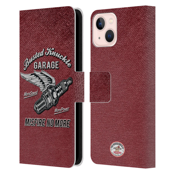 Busted Knuckle Garage Graphics Misfire Leather Book Wallet Case Cover For Apple iPhone 13