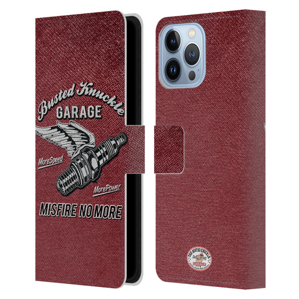 Busted Knuckle Garage Graphics Misfire Leather Book Wallet Case Cover For Apple iPhone 13 Pro Max