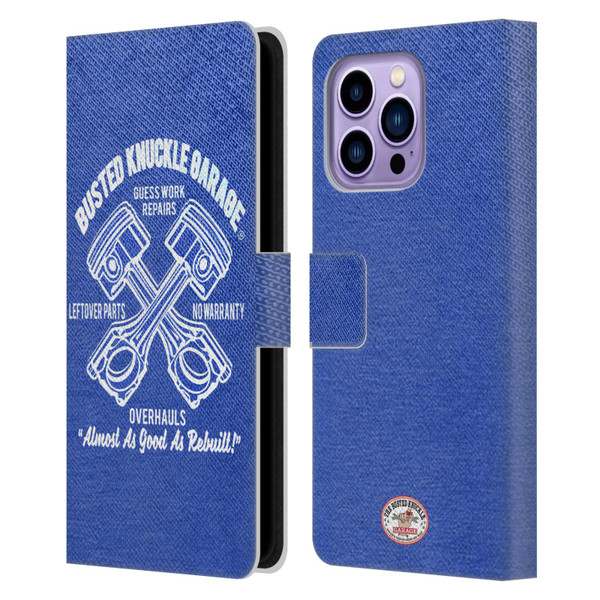 Busted Knuckle Garage Graphics Overhauls Leather Book Wallet Case Cover For Apple iPhone 14 Pro Max