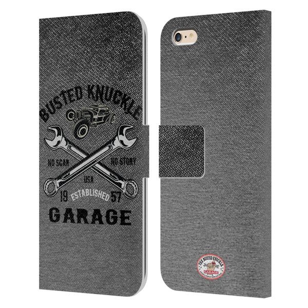 Busted Knuckle Garage Graphics No Scar Leather Book Wallet Case Cover For Apple iPhone 6 Plus / iPhone 6s Plus