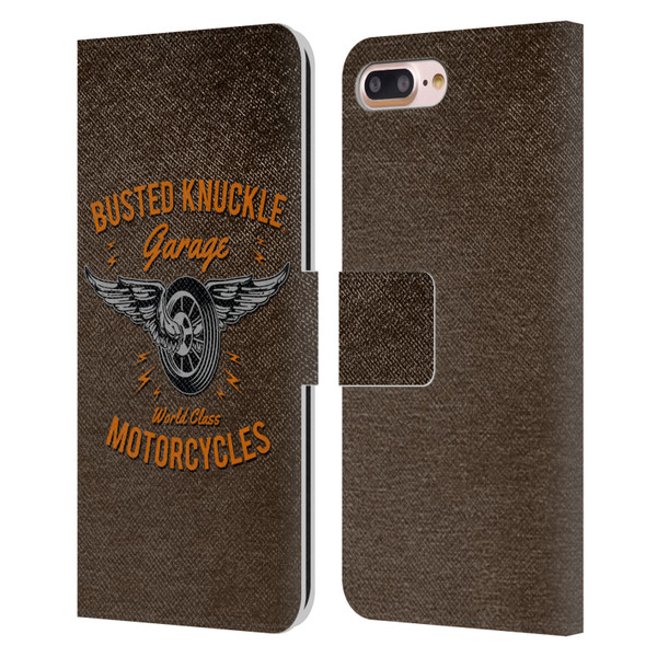Busted Knuckle Garage Graphics Motorcycles Leather Book Wallet Case Cover For Apple iPhone 7 Plus / iPhone 8 Plus