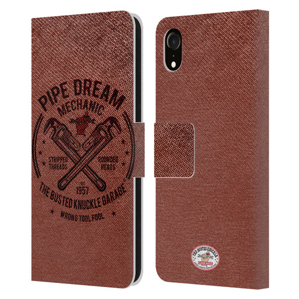 Busted Knuckle Garage Graphics Pipe Dream Leather Book Wallet Case Cover For Apple iPhone XR