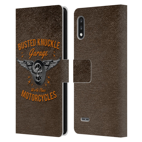 Busted Knuckle Garage Graphics Motorcycles Leather Book Wallet Case Cover For LG K22
