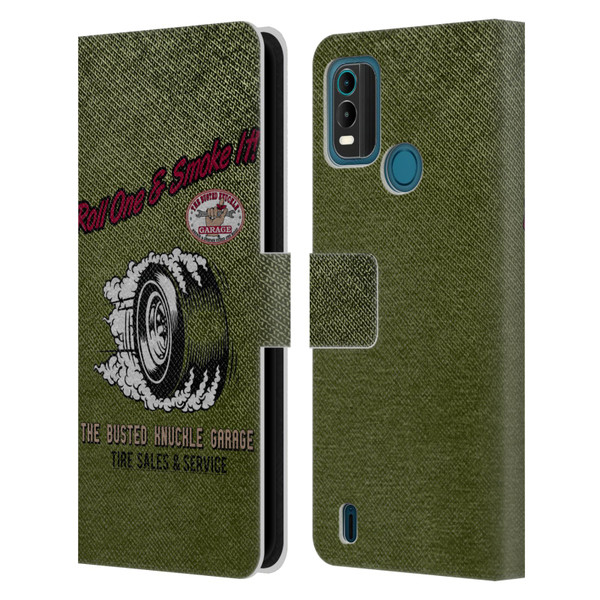 Busted Knuckle Garage Graphics Tire Leather Book Wallet Case Cover For Nokia G11 Plus
