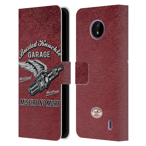 Busted Knuckle Garage Graphics Misfire Leather Book Wallet Case Cover For Nokia C10 / C20