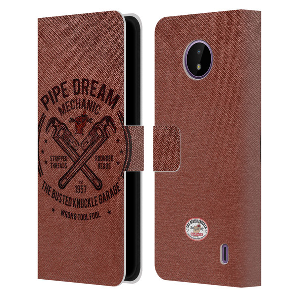 Busted Knuckle Garage Graphics Pipe Dream Leather Book Wallet Case Cover For Nokia C10 / C20