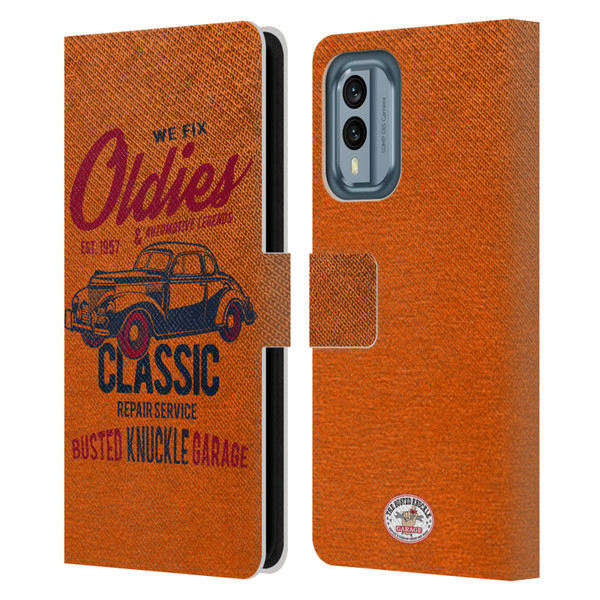 Busted Knuckle Garage Graphics Classic Leather Book Wallet Case Cover For Nokia X30