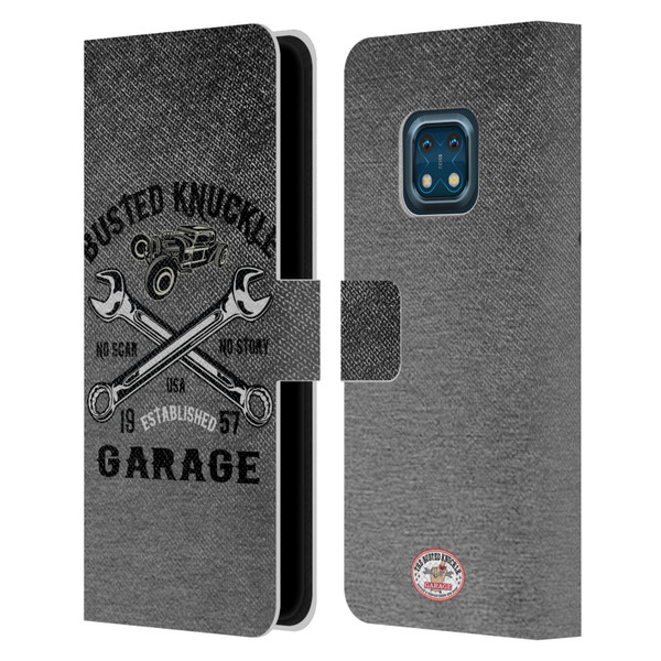 Busted Knuckle Garage Graphics No Scar Leather Book Wallet Case Cover For Nokia XR20