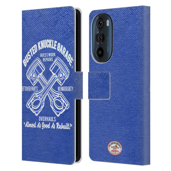 Busted Knuckle Garage Graphics Overhauls Leather Book Wallet Case Cover For Motorola Edge 30