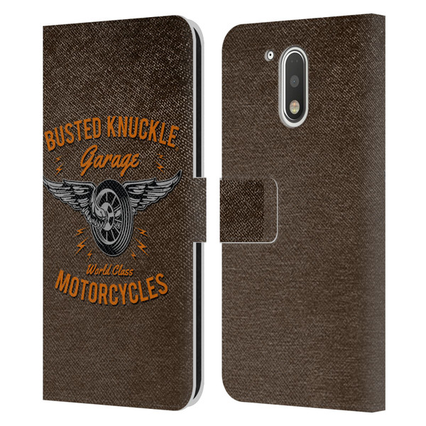 Busted Knuckle Garage Graphics Motorcycles Leather Book Wallet Case Cover For Motorola Moto G41
