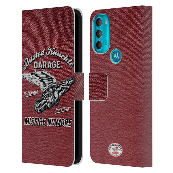 Busted Knuckle Garage Graphics Misfire Leather Book Wallet Case Cover For Motorola Moto G71 5G
