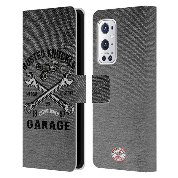 Busted Knuckle Garage Graphics No Scar Leather Book Wallet Case Cover For OnePlus 9 Pro