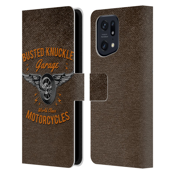 Busted Knuckle Garage Graphics Motorcycles Leather Book Wallet Case Cover For OPPO Find X5 Pro