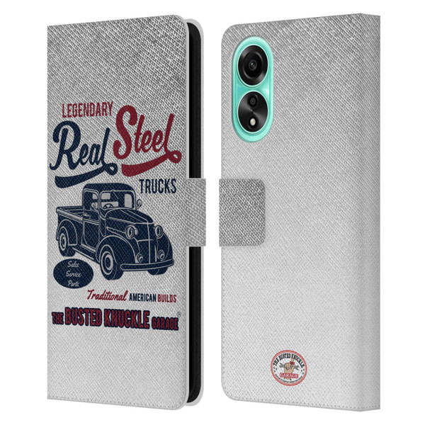Busted Knuckle Garage Graphics Real Steel Leather Book Wallet Case Cover For OPPO A78 4G